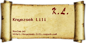 Knyezsek Lili névjegykártya
